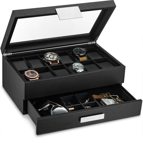 Volta Black Leather Watch Box & Jewelry Storage Box – Watch Box Co.