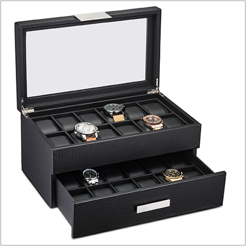 Men s Watch Organizer Box 24 Slots Glenor Co
