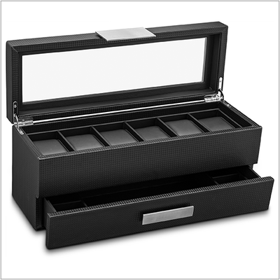 Men's Watch Box Organizer With Valet Drawer - Medium