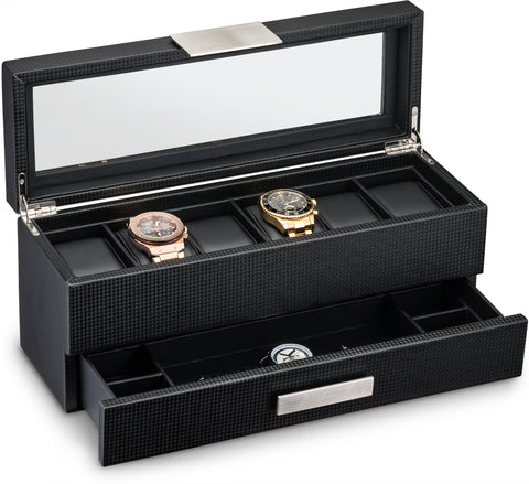 Stock Your Home Watch Box with Valet Drawer for Dresser - Mens