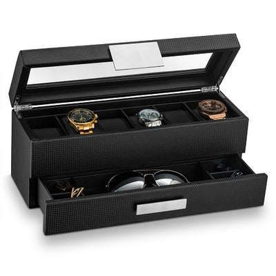 Men's Watch Box Organizer With Valet Drawer - Medium