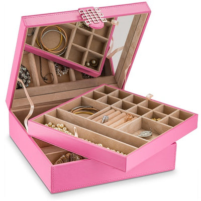 28 Slots Jewelry Organizer Box - 7 Colors Choice