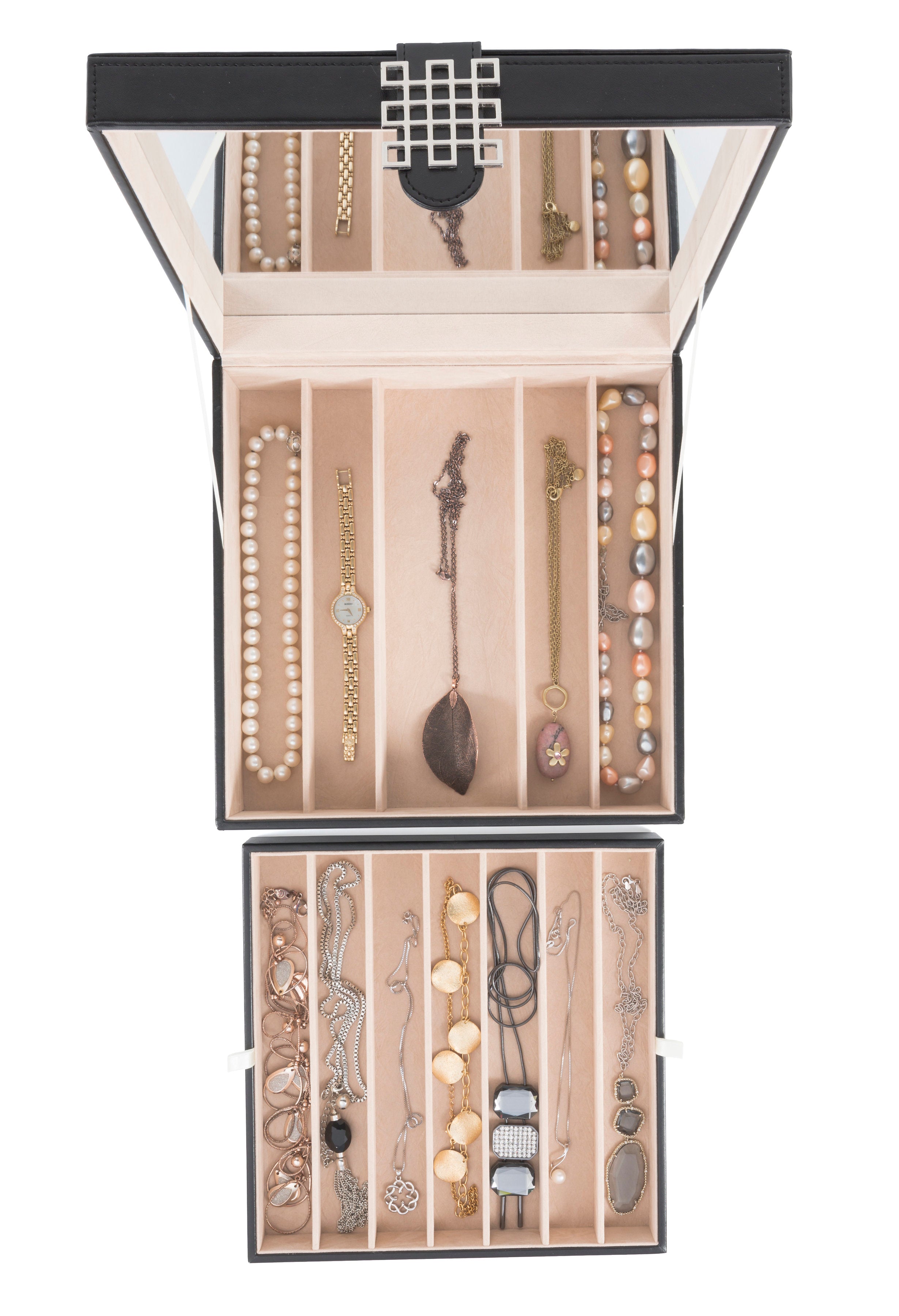 Jewelry Box, 3-layer Pu Leather Jewelry Storage Box With Mirror And Lock,  Drawer | Fruugo NO