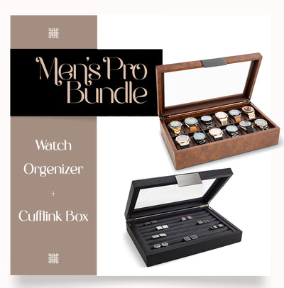 Men's Pro Organizer Bundle - Watch Organizer Box + Cufflink Box